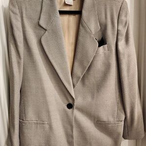 Worthington Light Cream and Black Houndstooth Blazer